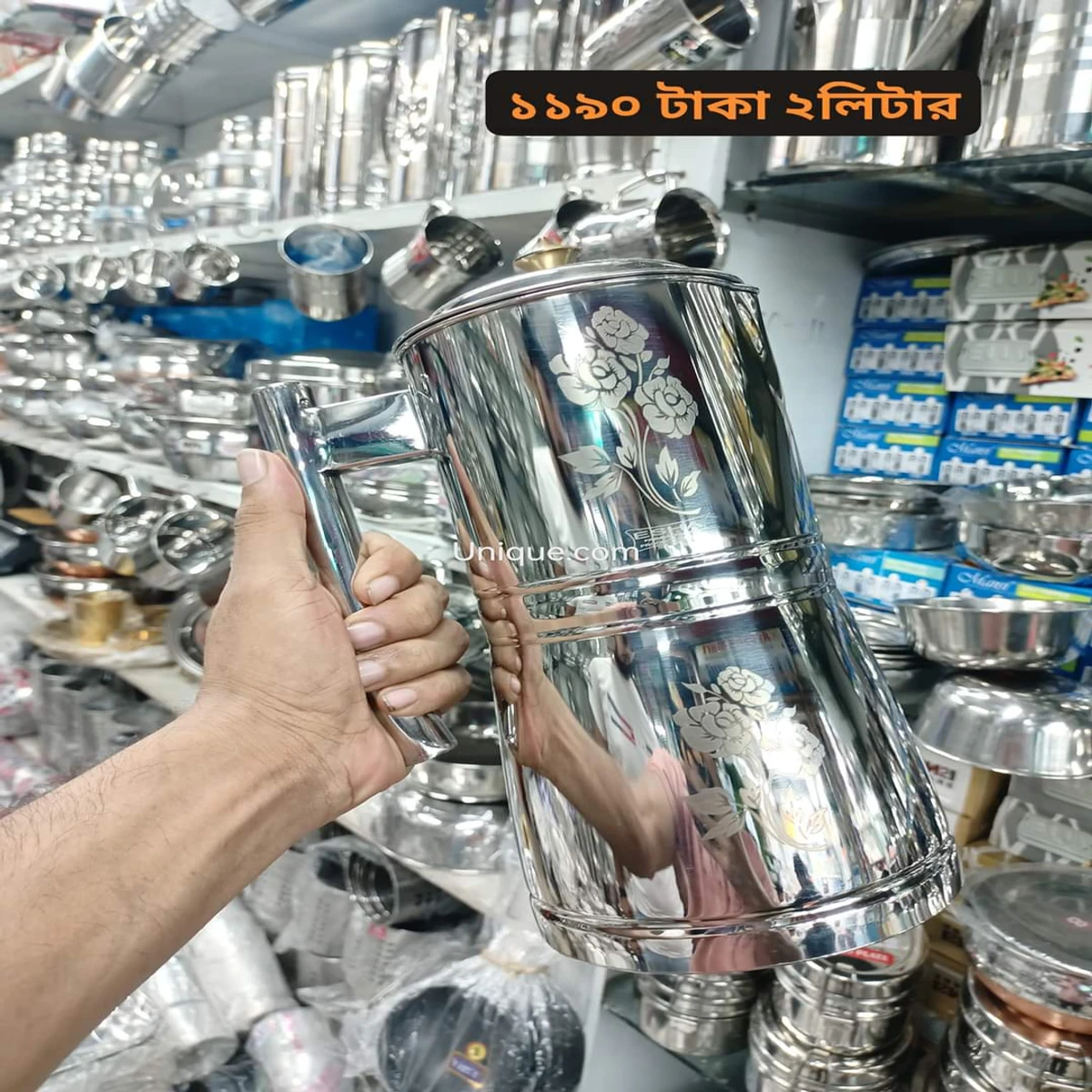 2 litter Jumbo Stainless Steel Laser print Jug