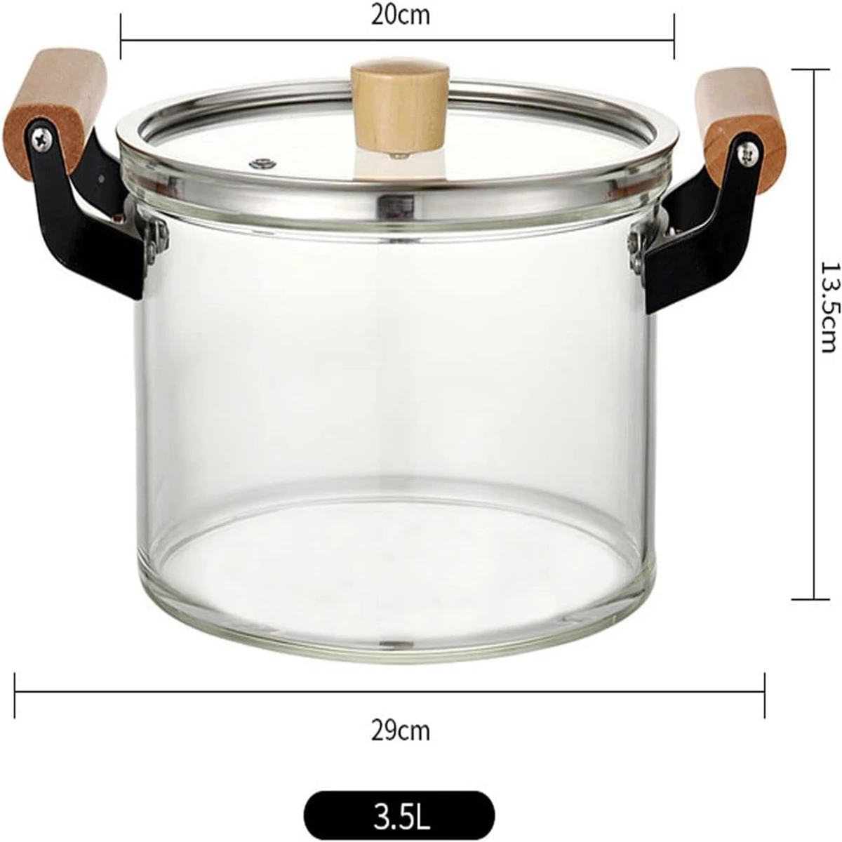 Glass Cooking Pot Stockpot with Lid Transparent