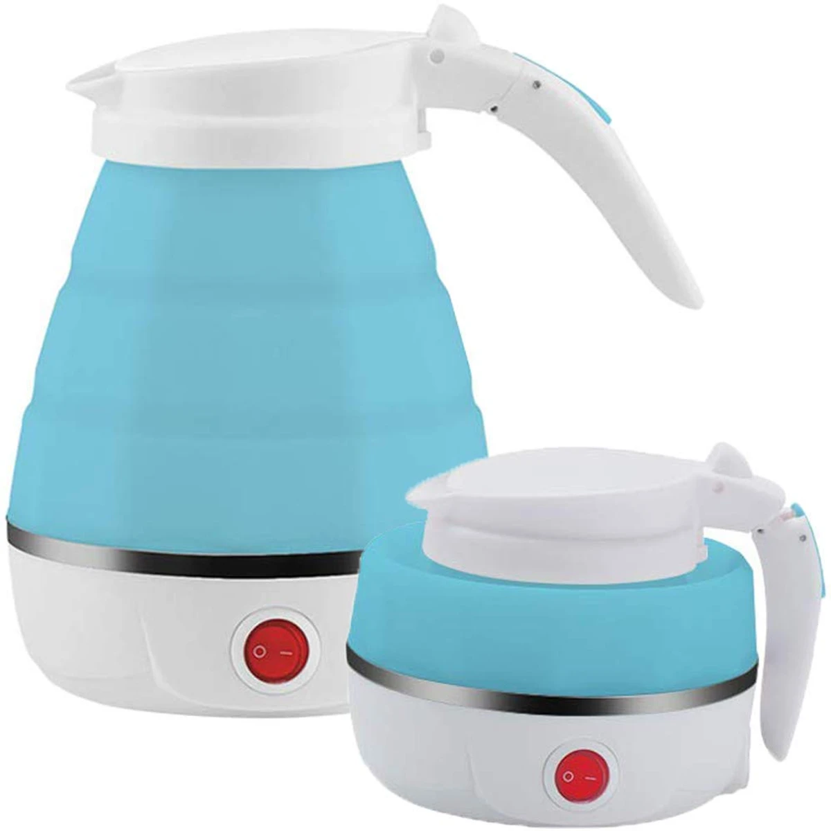 Crentila Travel Foldable Electric Kettle - Dual Voltage - Food Grade Silicone, Collapses for Easy & Convenient Storage, Boil Dry Protection.7.5 Quart