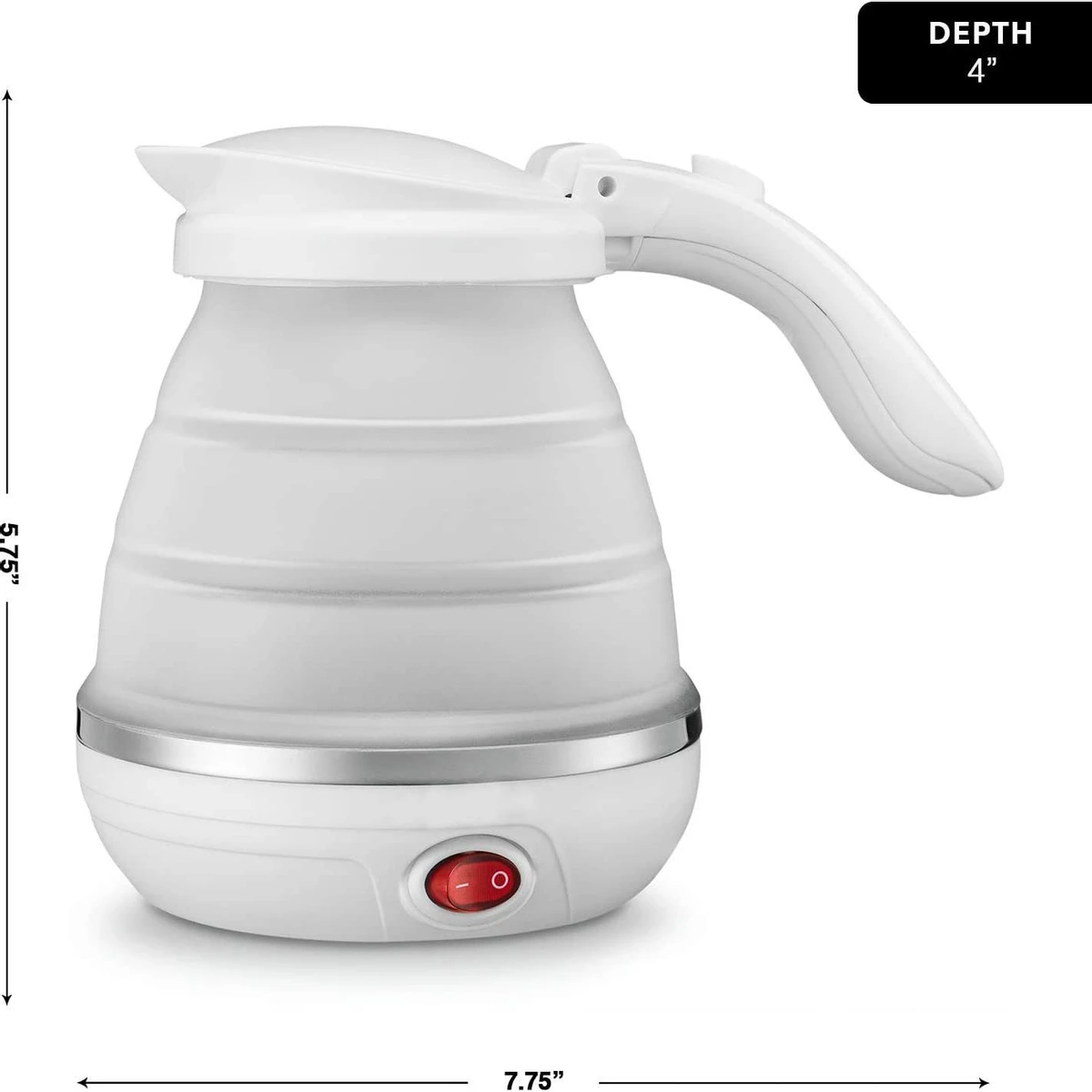 Crentila Travel Foldable Electric Kettle - Dual Voltage - Food Grade Silicone, Collapses for Easy & Convenient Storage, Boil Dry Protection.7.5 Quart