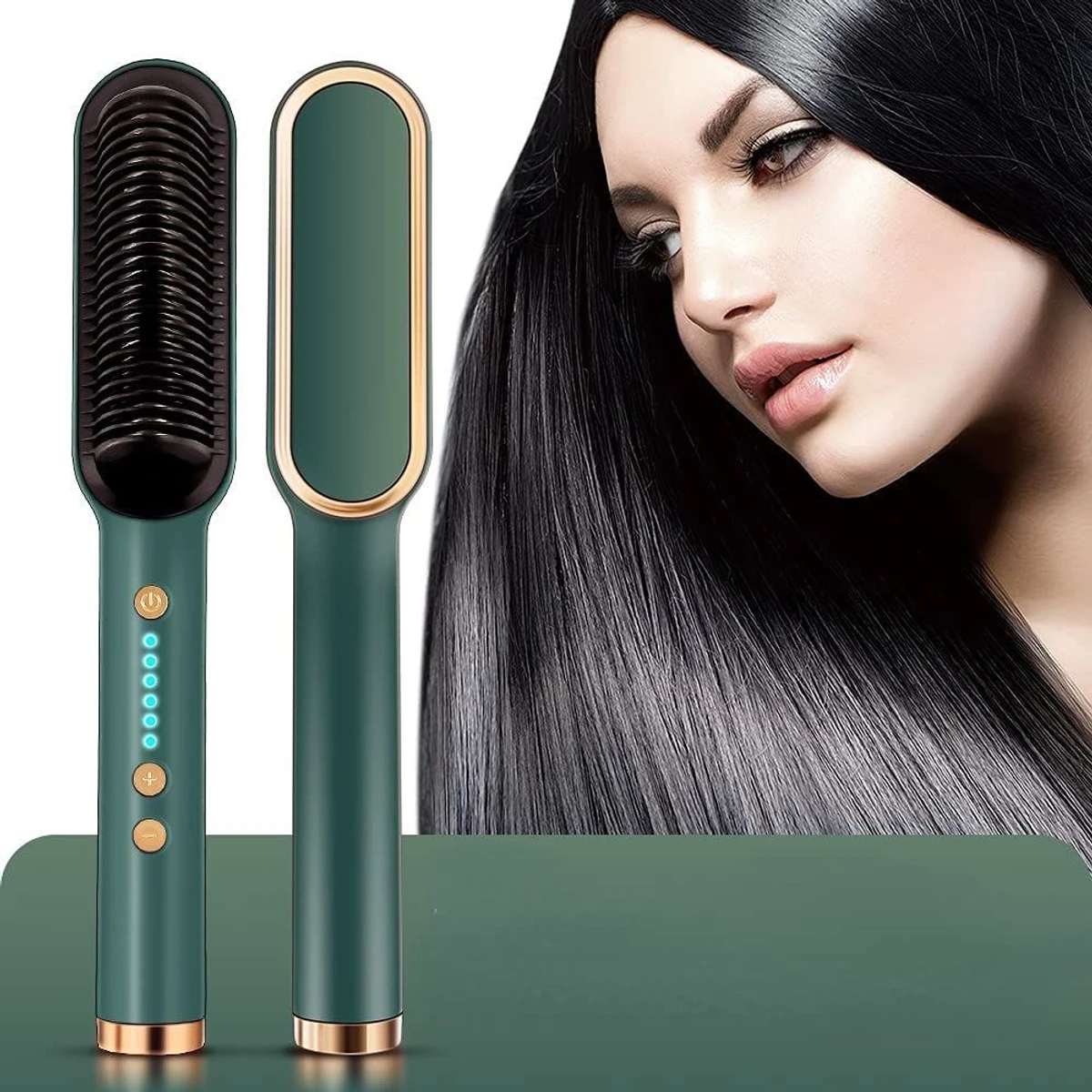 2in1 Curly Hair Straightener Straight Hair Straight Hair Splint Negative Ion Straight Hair Comb Professional Electric Hair Straightener Brush Heated Comb Straightening Combs Men