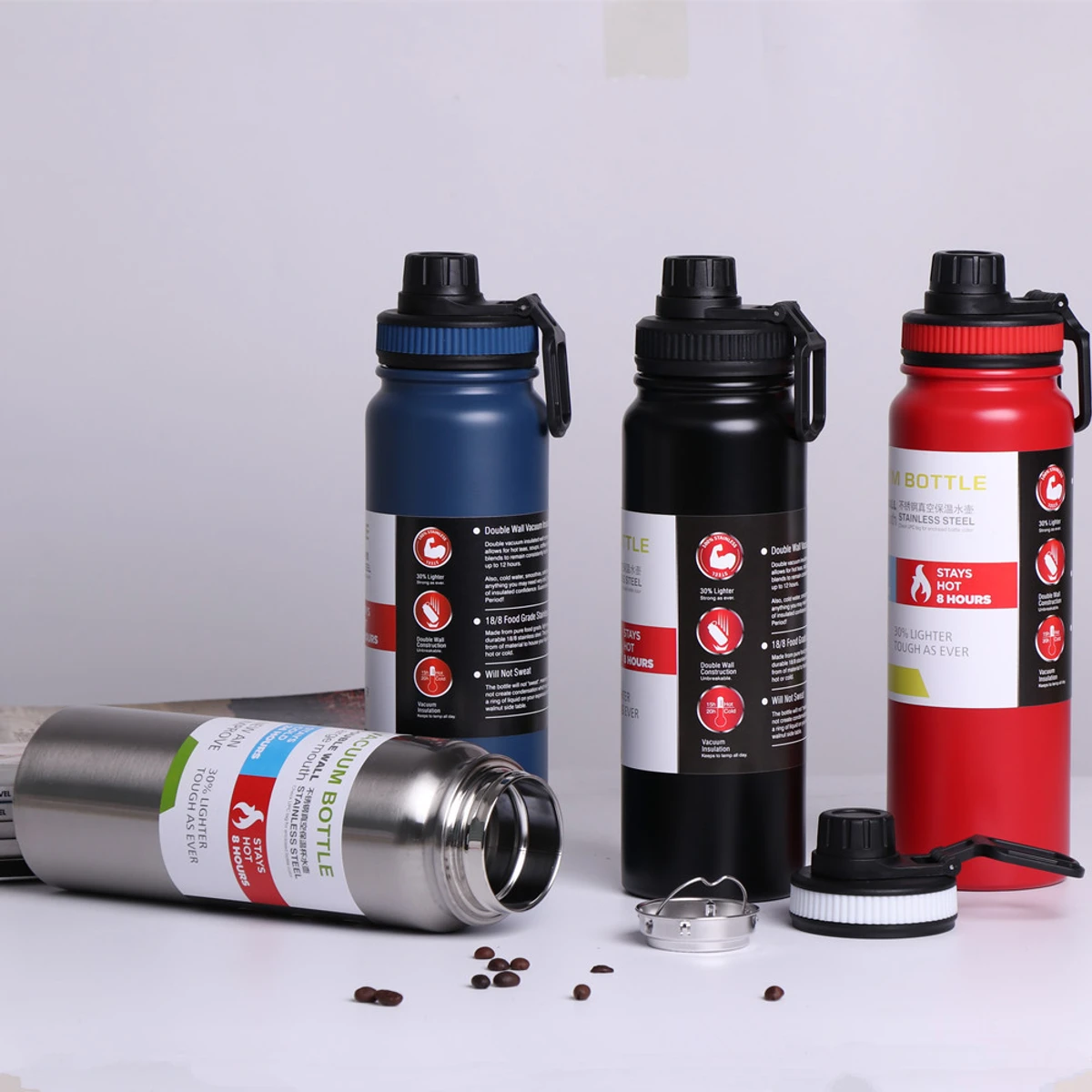 800Ml Double Wall Vacuum Insulated 304 Stainless Steel Sport Water Bottle - Stay Hydrated With 800Ml Double Wall Vacuum Insulated Sport Water Bottle