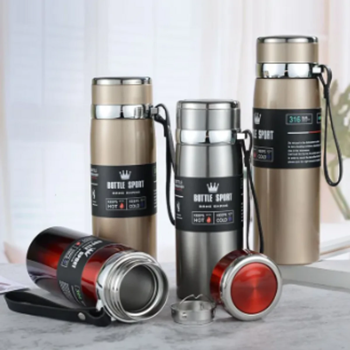 High Capacity Business Thermos Mug Stainless Steel Tumbler Insulated Water Bottle Vacuum Flask for Office Tea Mugs - 800ml