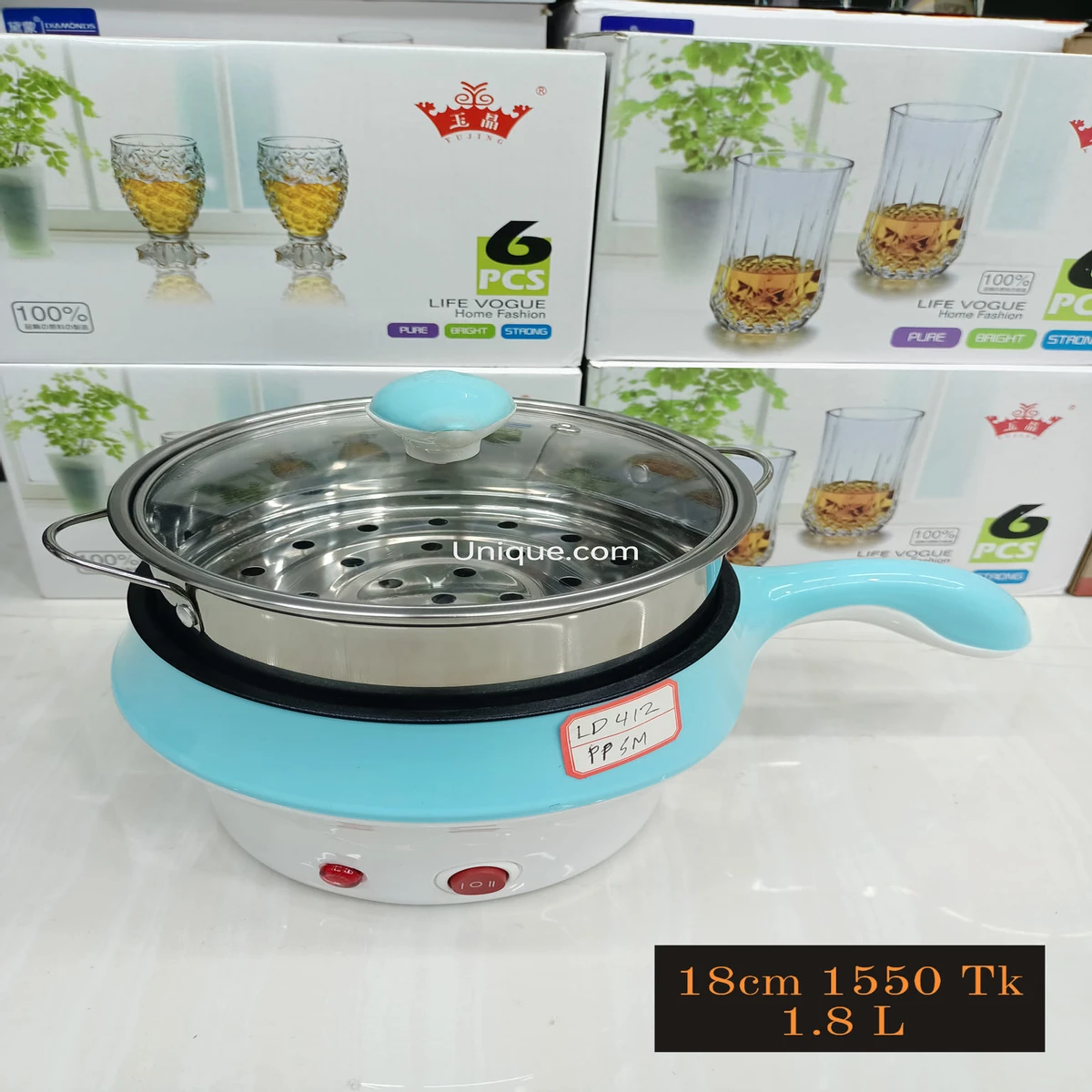 Mini Hot Pot, Noodle Cooker, Non‑Stick 220V for Hotpot Soup(European regulations)