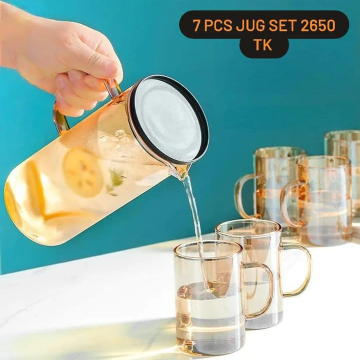 Glass Pitcher Glass Water Pitcher Bedside Water Amber Juice Bottle Beverage Kettle Large Tea Kettle with Lid Filter Cup for Water Juice Coffee Milk Glass Water Pitcher Jug