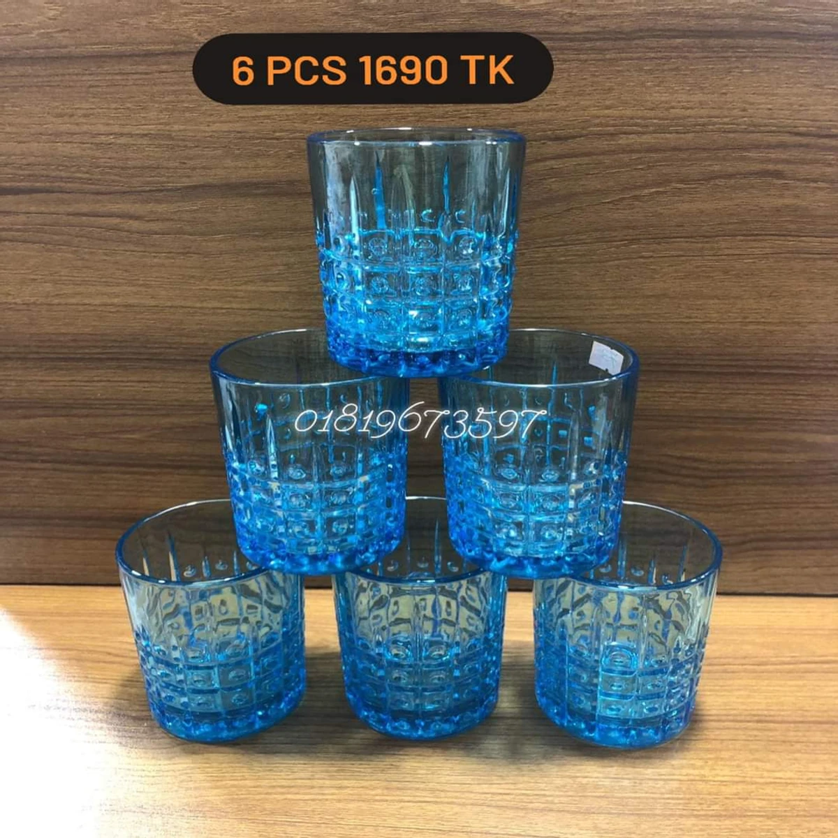 Set of 6 Cristal D'Arques Carrolton Double Old Fashioned Glasses Tumblers MCM