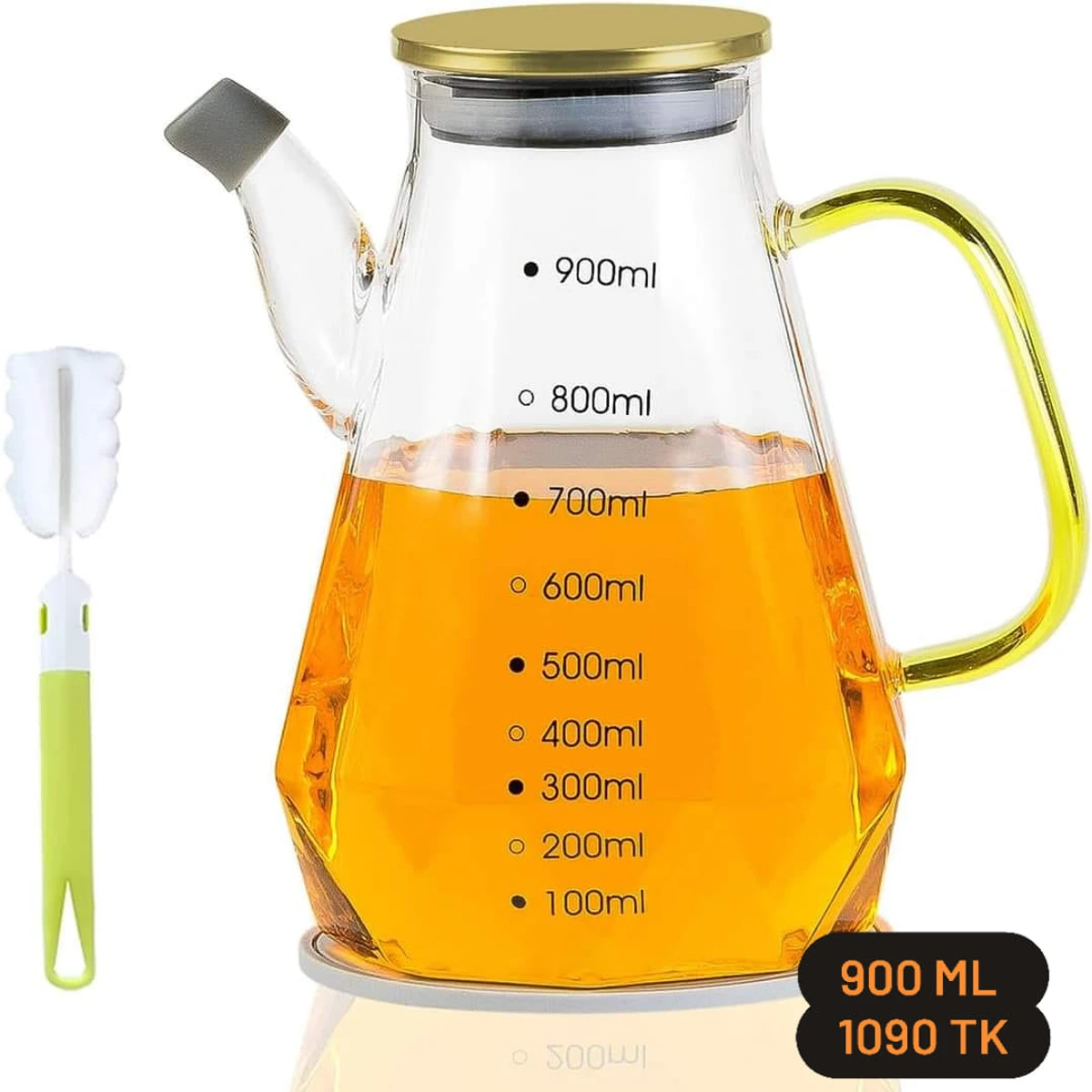 900ml Oiler Glass Oil Dispenser Pourer Pot for Oil Cooking Oil Cruet Oil Jug hold