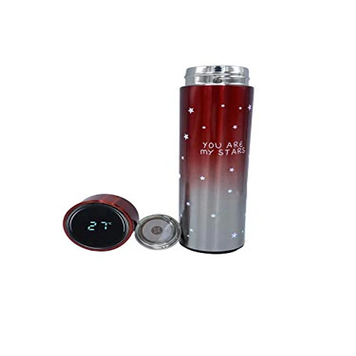 Kids Kraft Stainless Steel Star Printed Insulated Water Bottle with Smart Temperature Display