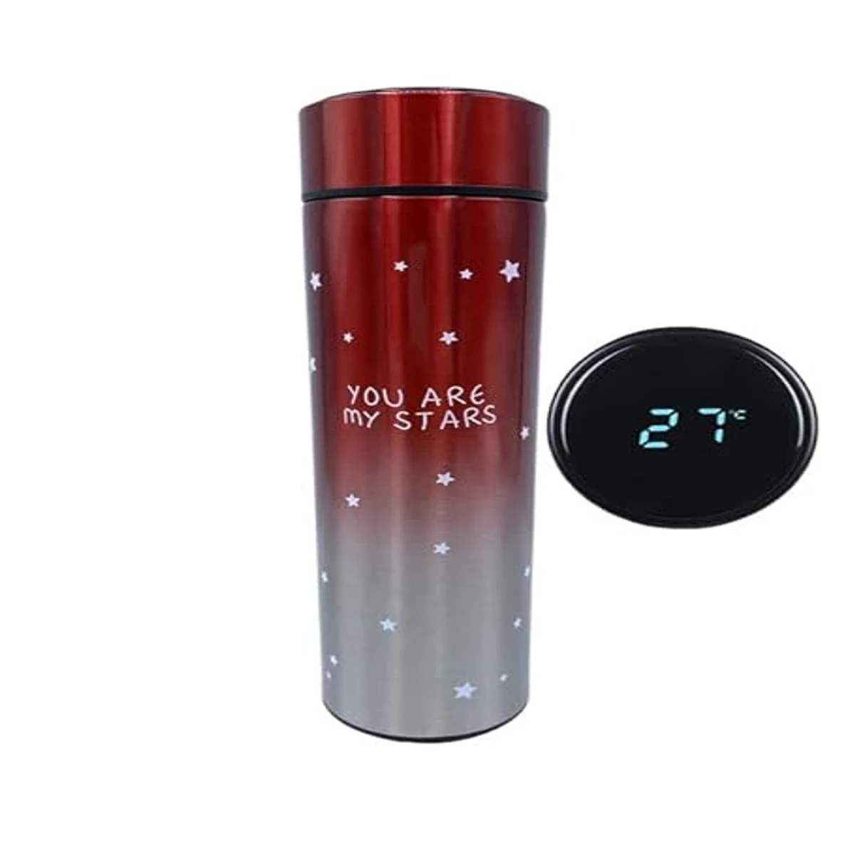 Kids Kraft Stainless Steel Star Printed Insulated Water Bottle with Smart Temperature Display