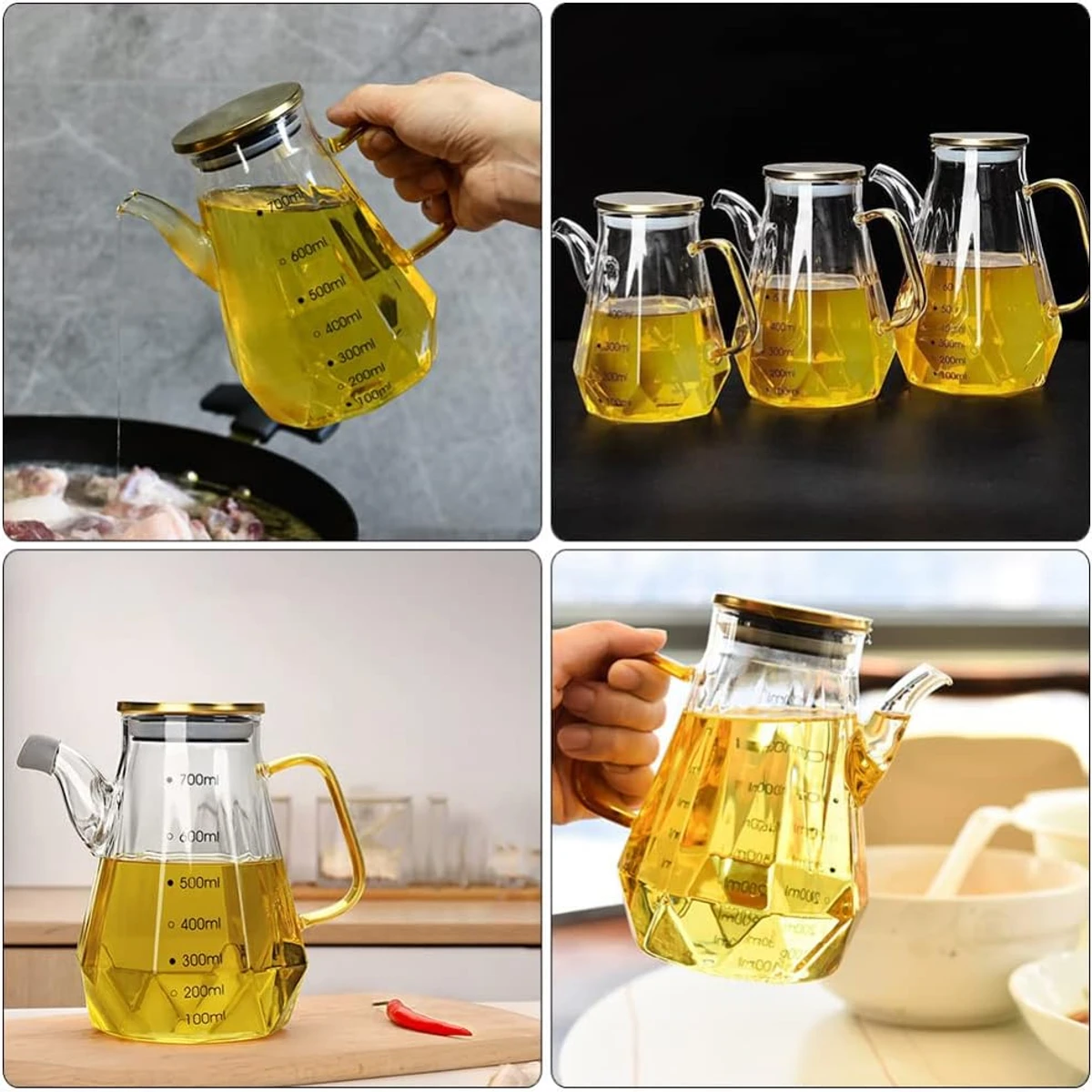 700ml Oil and Vinegar Dispenser Cruet Liquid Container for BBQ Salad Syrup Kitchen Baking Roasting Olives