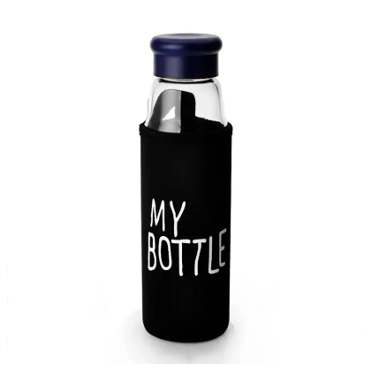 Jazz style water bottle with glass