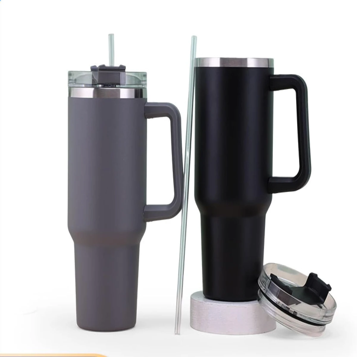 New Handle Car Cup 304 Stainless Steel Straw Ice Bomber Cup Car Portable Thermos Cup