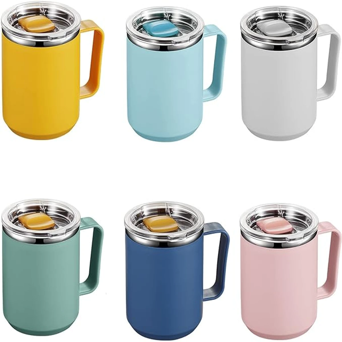 Kripyery Coffee Mug with Handle Lid Straw Insulated Cup