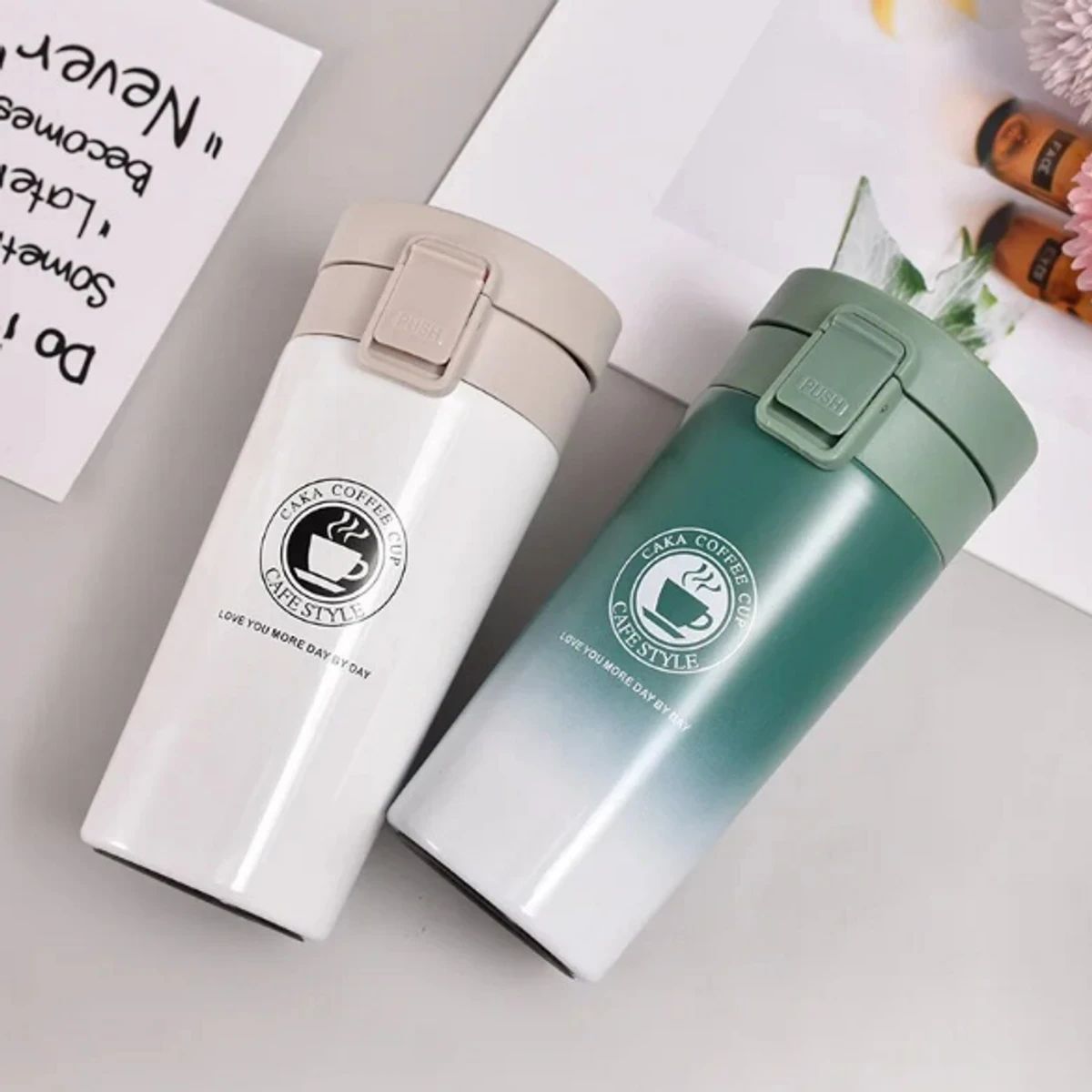 Stainless Steel Coffee Mug Bouncing Feature Portable Business Gifts Car Coffee Cup Water Bottle Vacuum Insulated Bottle