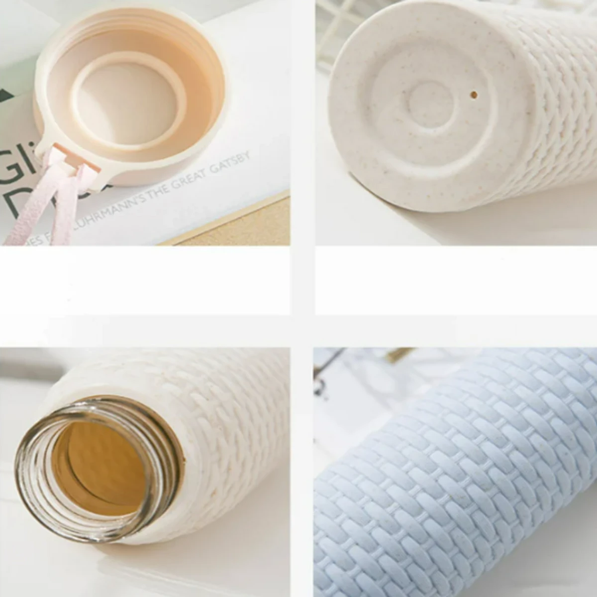 310ML Double Glass Water Bottle Anti-scalding Vacuum Imitation Rattan Bottle