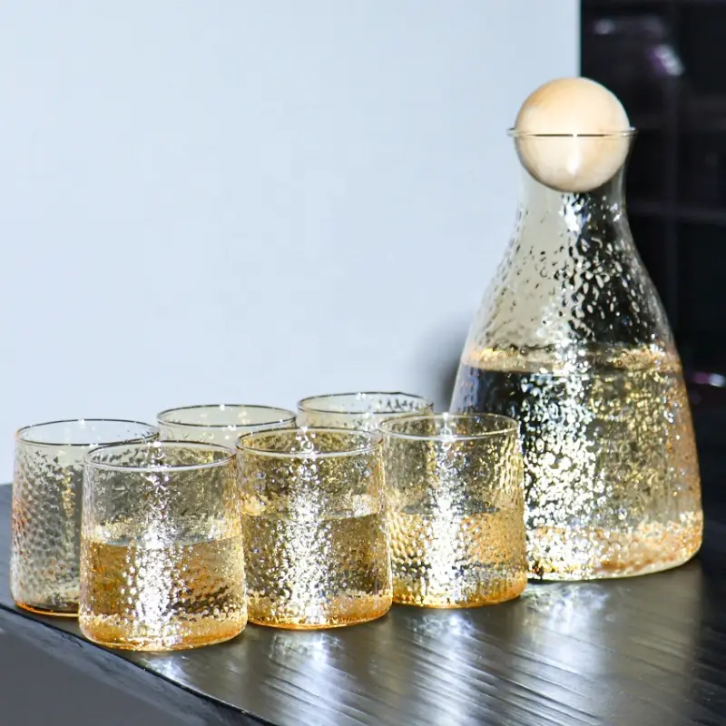 Elegant Hammered Glass 7pcs Jug Set