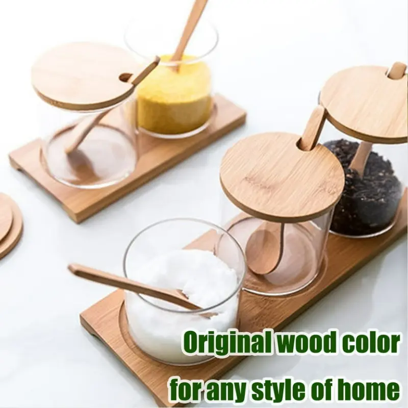 3 Pcs Transparent Glass Seasoning Jar Set