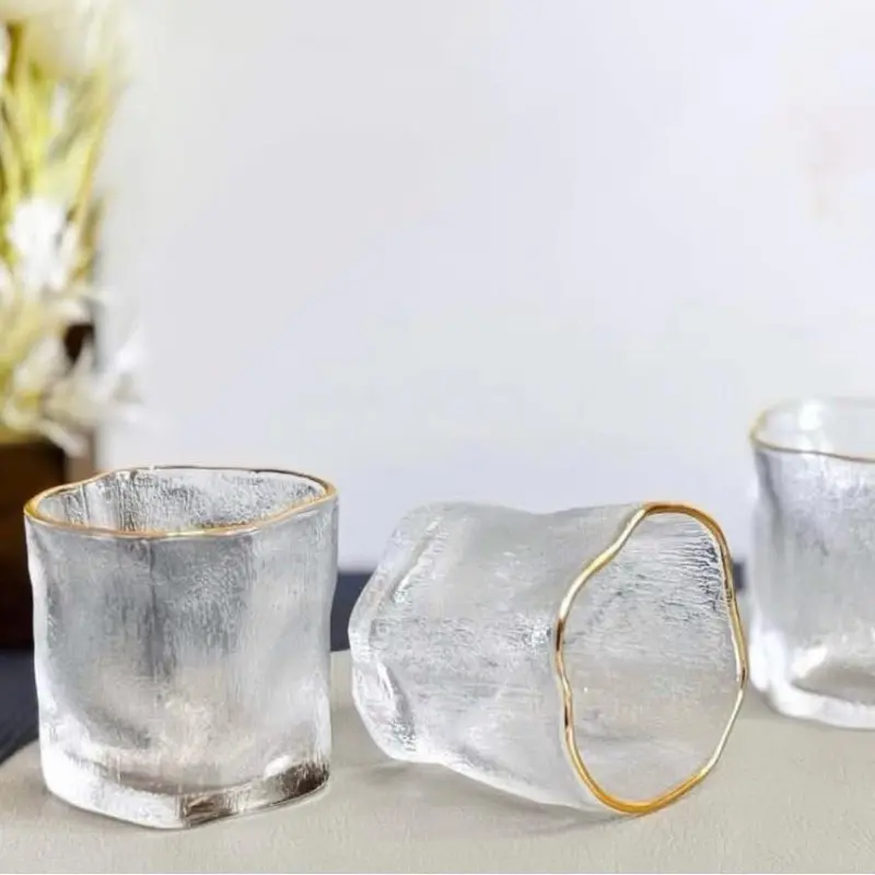 6pcs Golden Rim Short Juice Glass Set