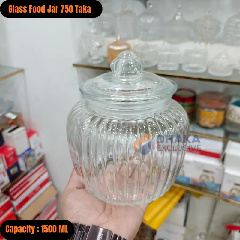 Airtight Stripe Glass Food Jar ( 1500 ML )