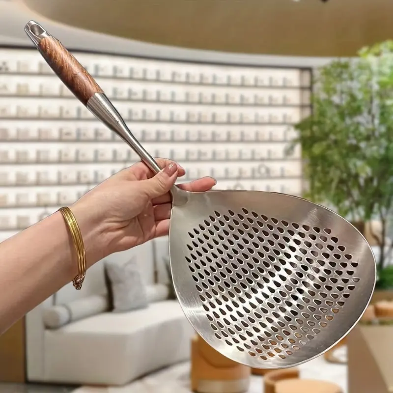 Stainless Steel Slotted Skimmer Spoon 16.5 Inch