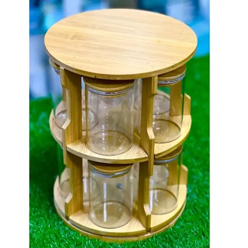 Rotating Spice Set with 8 Glass Jars