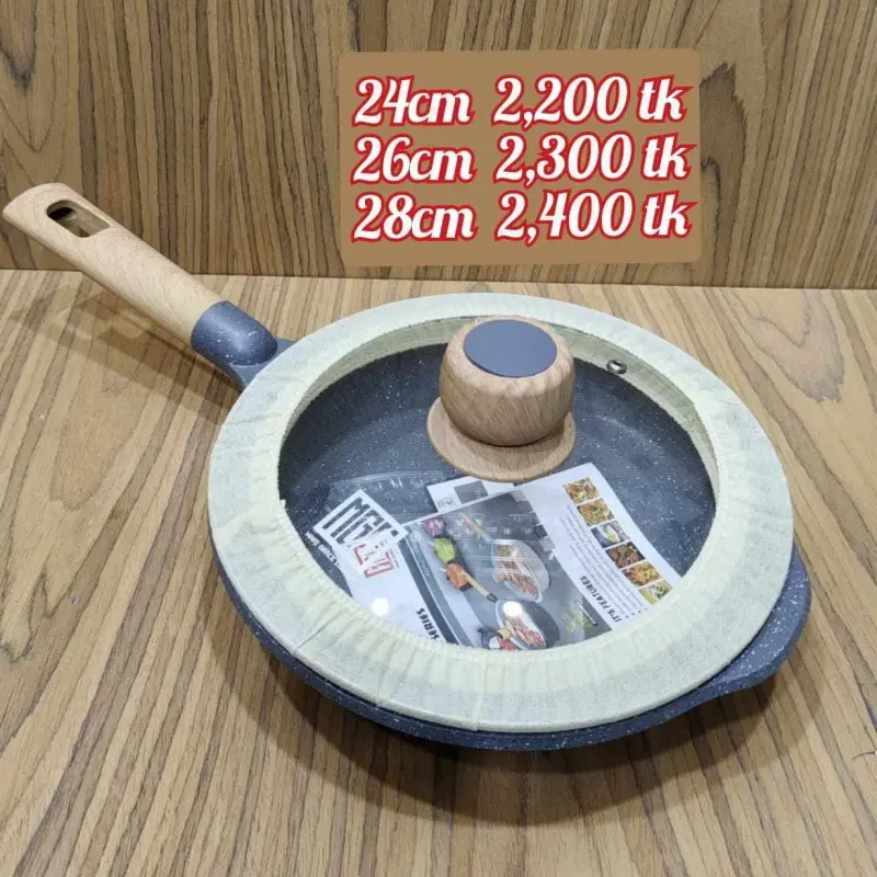 Premium Non-Stick Granite Frying Pan with Glass Lid