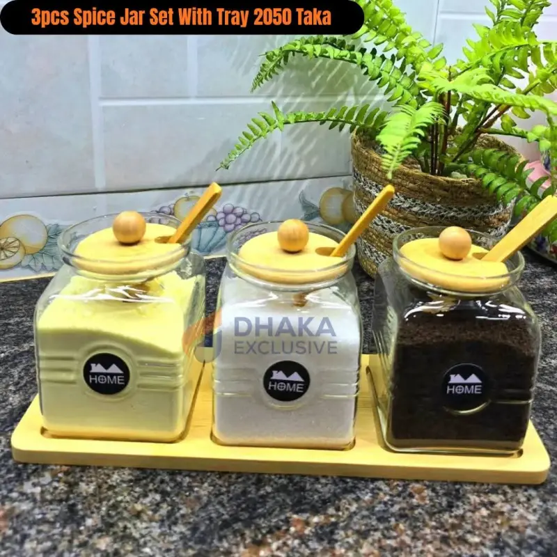 3pcs Spice Jar Set With Tray