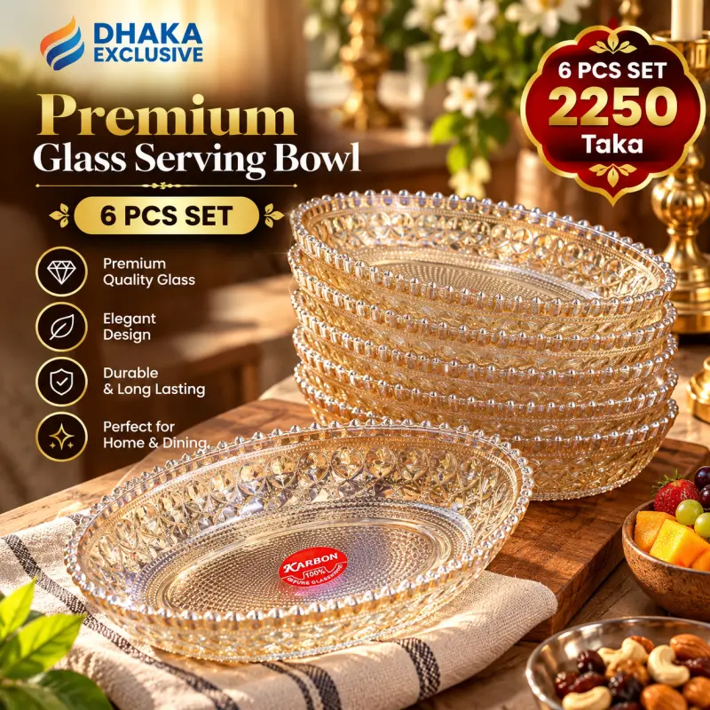 Premium Glass Serving Bowl – 6 Pcs Set