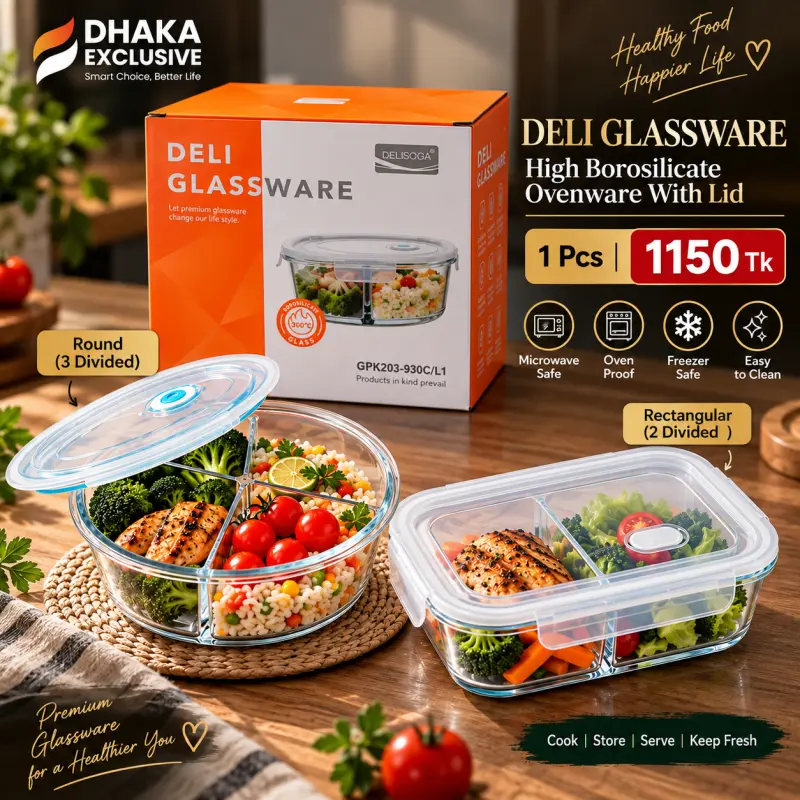 Deli Glassware High Borosilicate Ovenware With Lid