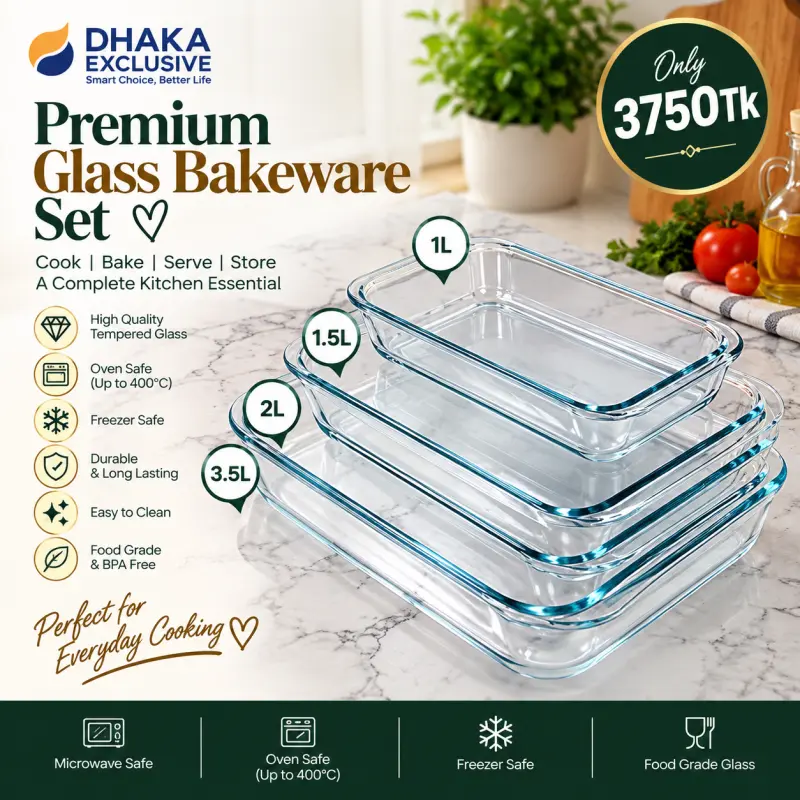 100% Oven Proof Borosilicate Glass Set
