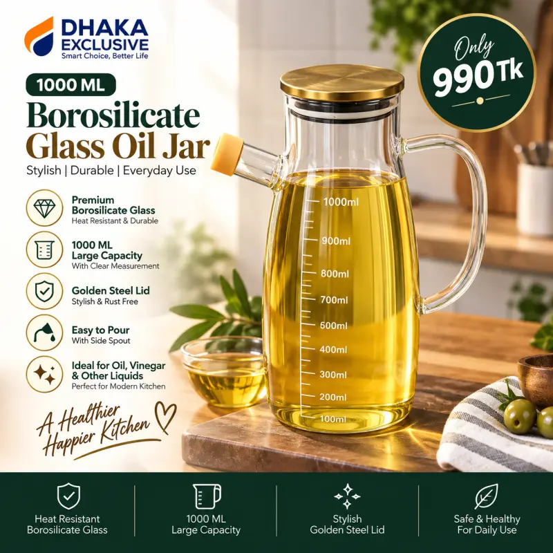 Premium 1000ML Borosilicate Glass Oil Jar
