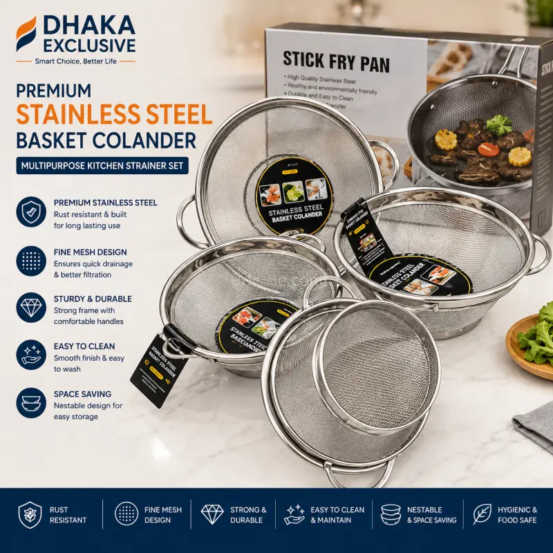 Premium Stainless Steel Mesh Colander / Strainer Basket