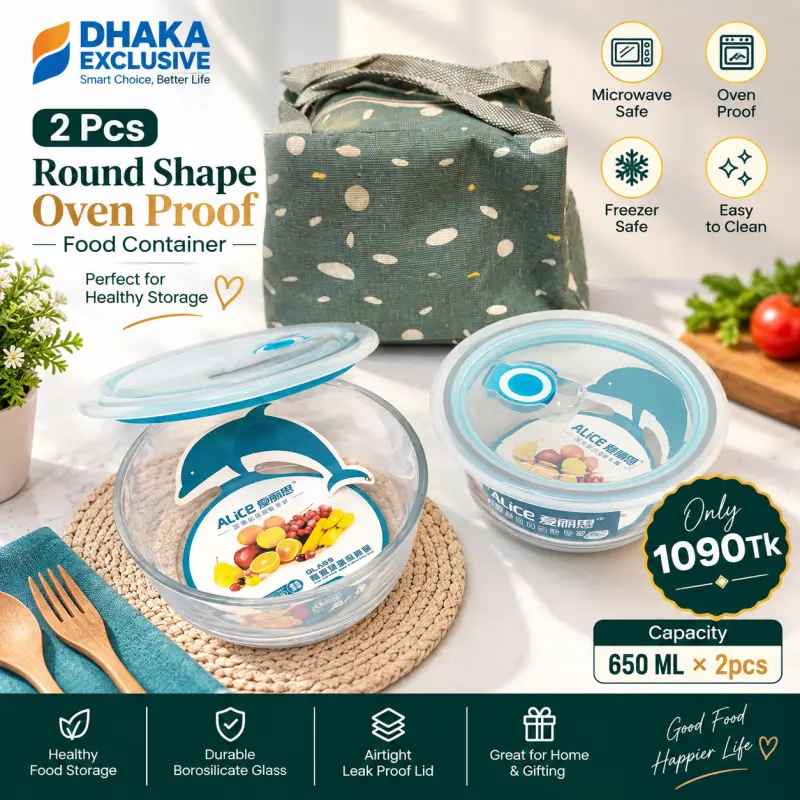 2pcs Round Shape Oven Proof Food Container