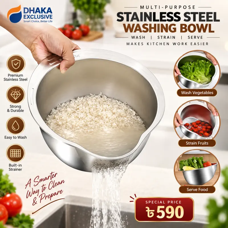 Rice Washing Machine Strainer Bowl - 304 Stainless Steel