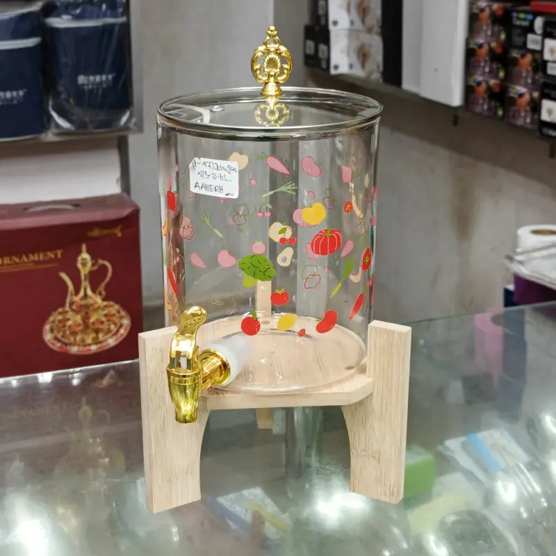 Juice Dispenser with Wooden Stand
