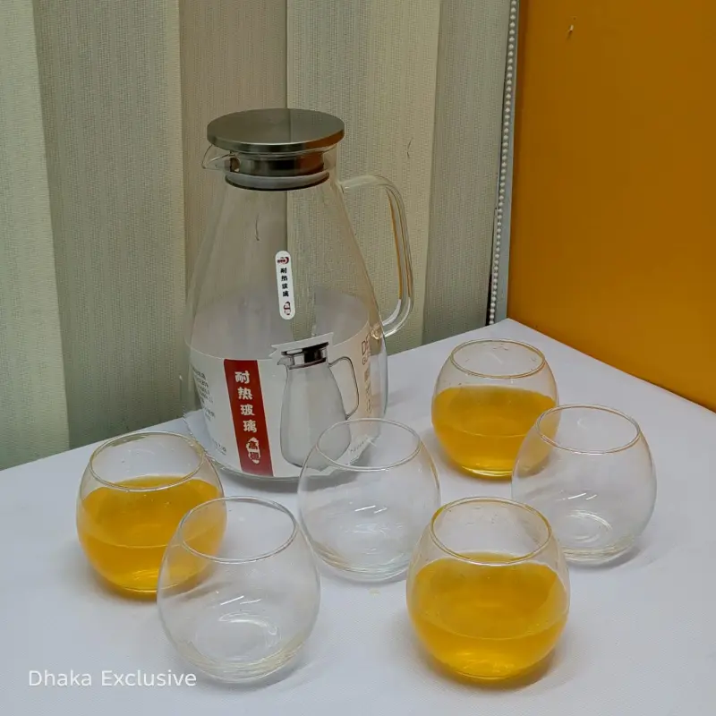 Deli Glassware 7pcs Large Capacity Pitcher and Round Glass Set