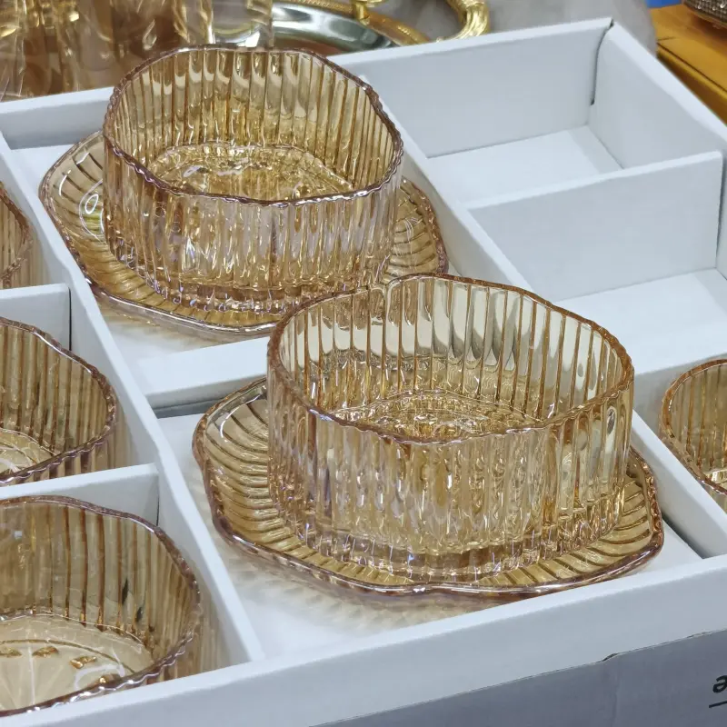 6pcs Golden Dessert Bati Set With Saucer