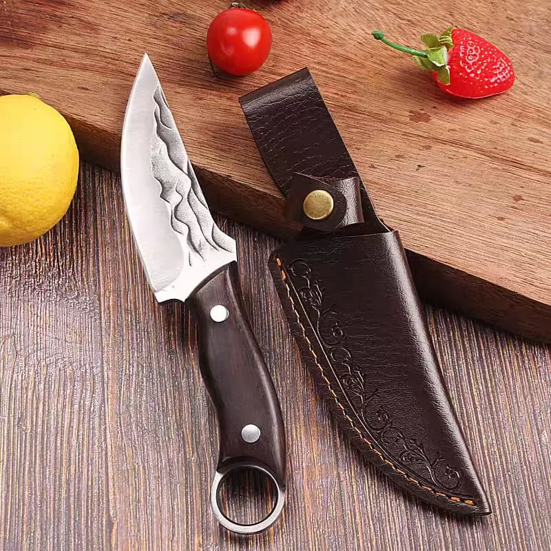 Hand Forged Meat Cleaver & Butcher Knife with Wooden Handle