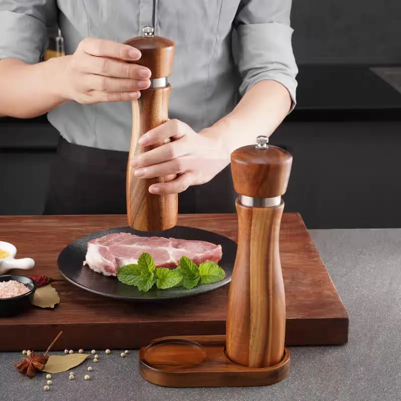 Premium Wooden Salt and Pepper Grinder Set