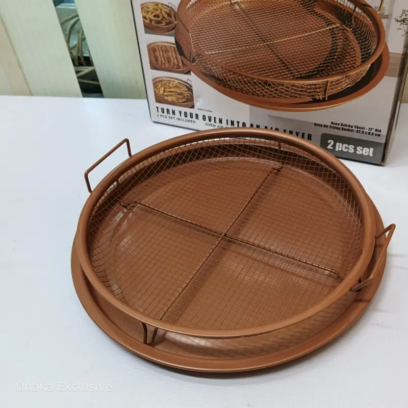 Copper Oven Air Fryer Tray & Basket Set
