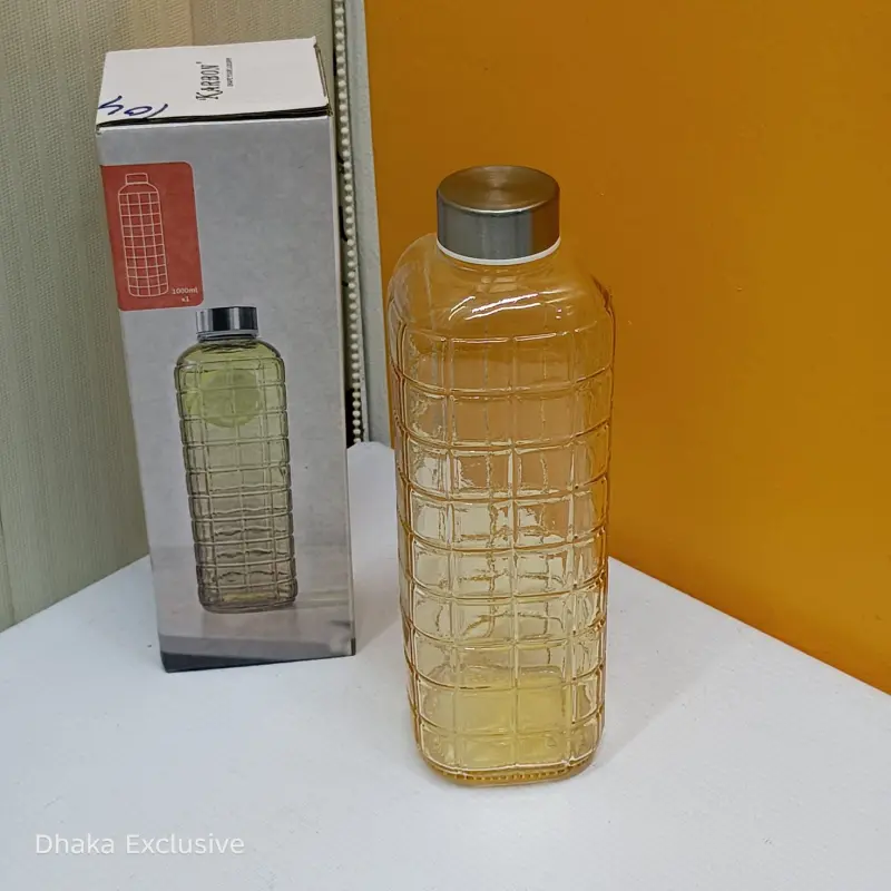 Premium crystal Glass Water Bottle – 1000 ML (Model-Golden Box)