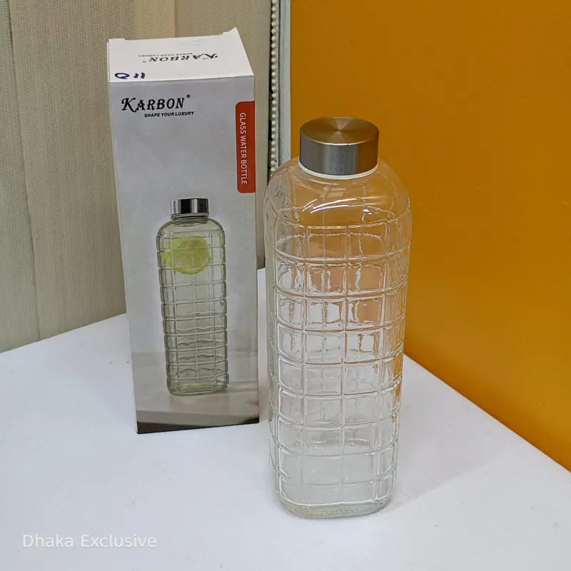 Premium Crystal Glass Water Bottle – 1000 ML (Model-White Box)
