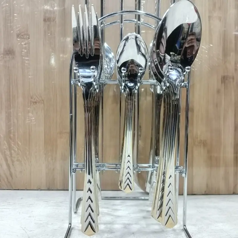 AYD 24pcs Silver Cutlery Set With Stand