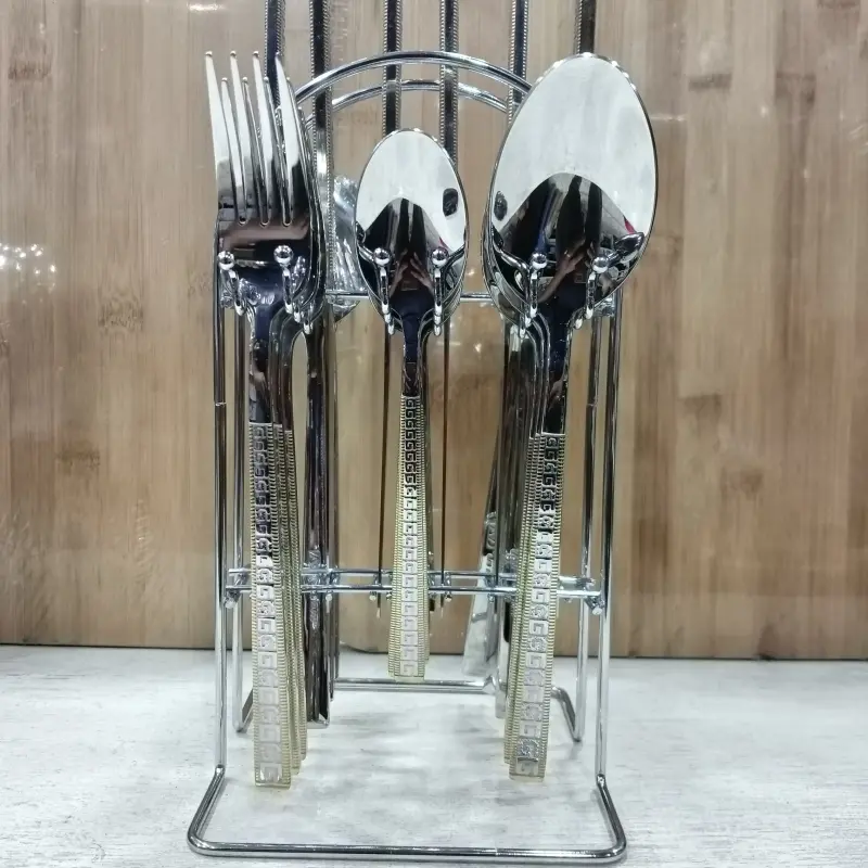 AYD 24pcs Silver Cutlery Set With Stand