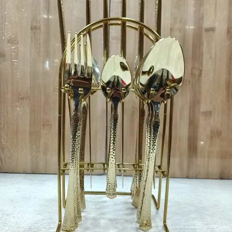 AYD 24pcs Golden Cutlery Set With Stand