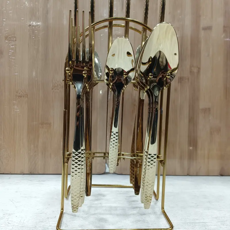 AYD 24pcs Golden Cutlery Set With Stand