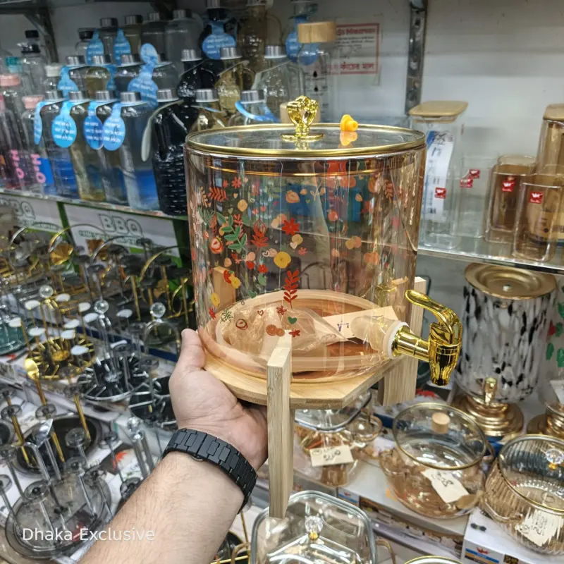 Golden Floral Printed Juice Jar