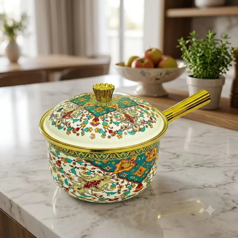 Enamel Milk Pan With Lid