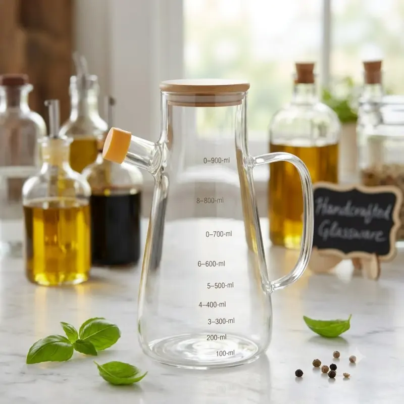 900 ML High Borosilicate Oil Jar With Wooden Lid