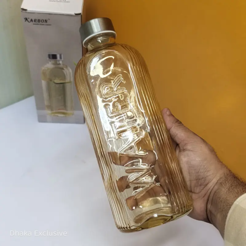 Premium Glass Water Bottle – 1000 ML Stripe